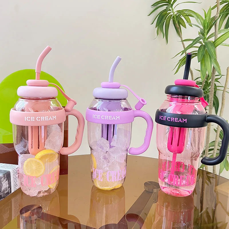 1300ml Kids Water Bottle Leakproof Straw Cup