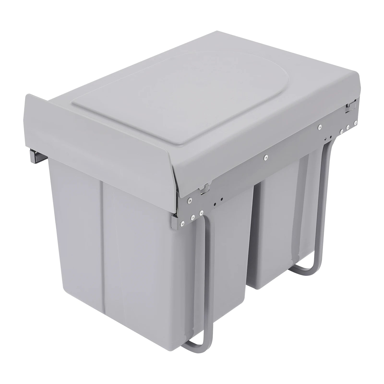 20L Each Dual Pull-Out Trash Can Easy Install Under Cabinet Kitchen Waste Bin with 2 Bins Slide out Recycling Garbage Can