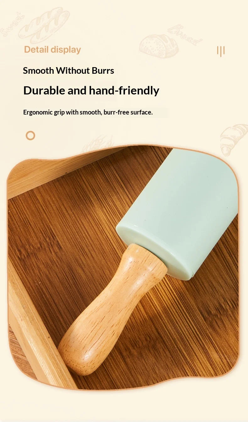 2 Piece Non Stick Rolling Mat and Rolling Pin Set for Home Baking Dough Kneading Flour Resistant Silicone Pastry Mat