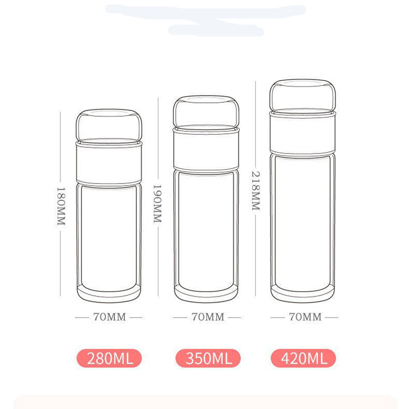 Glass Tea Infuser Bottle Double Layer Tumbler
