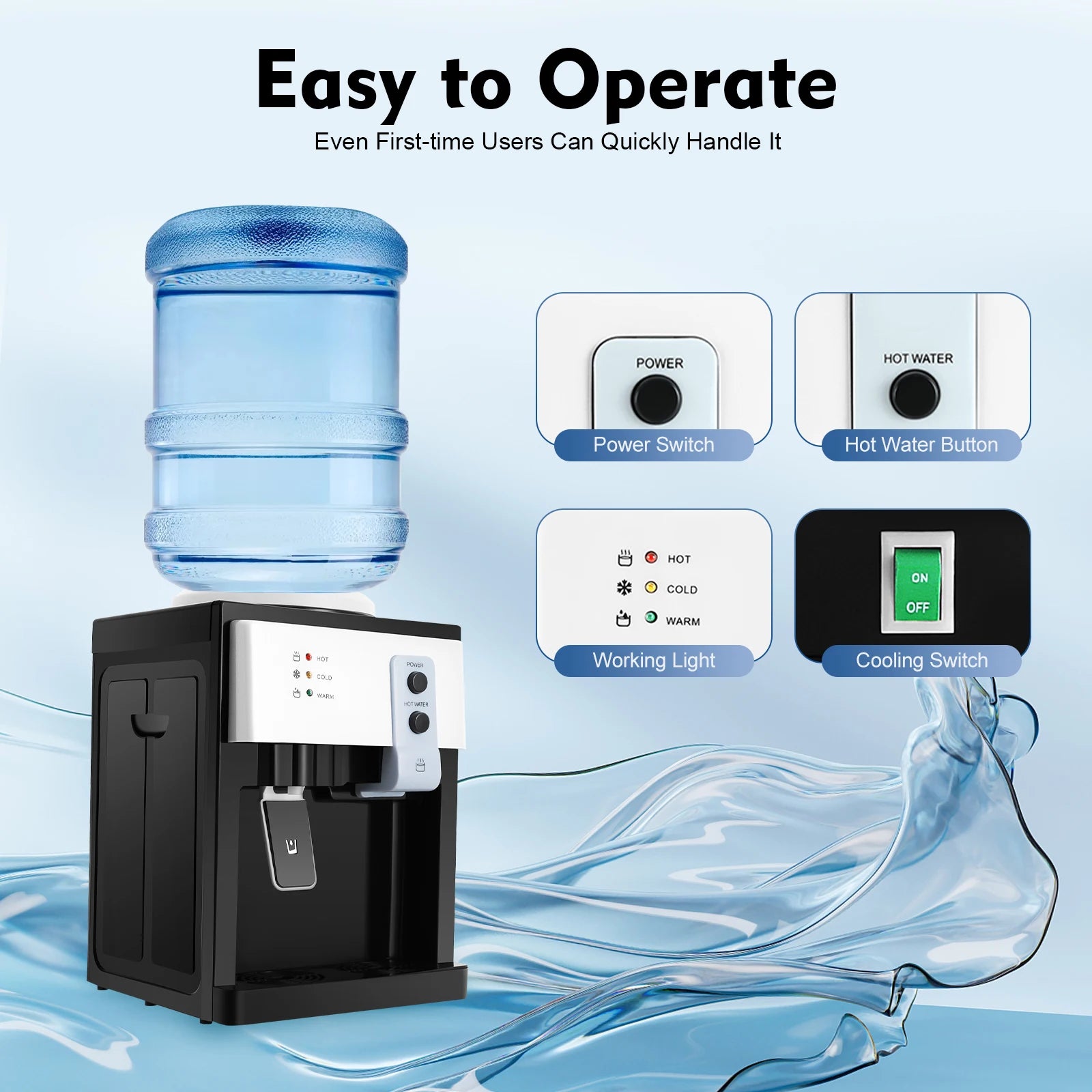 Hot & Cold Water Dispenser Desktop Top Load Machine