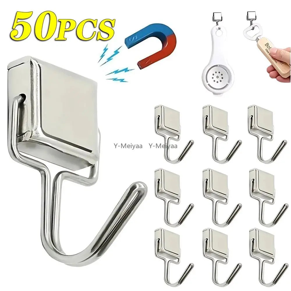 1-50PCS Strong Magnetic Hooks Multi-Purpose Storage Hooks Home Kitchen Bar Storage Hooks Key Storage Hooks Bathroom Hangers