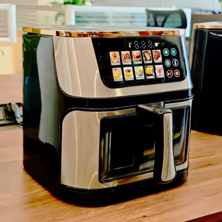 Heavy-Duty 10L Square Air Deep Fryer with Grill Function for Household Use Visual Window Automatic Healthy Oil-free Heating