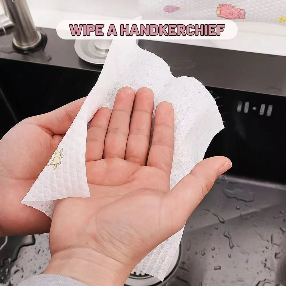 100/200/400-Sheet Reusable Cleaning Cloths - Random Print Lazy Rags, Multi-Use Kitchen Household Paper Towels Substitute ﻿