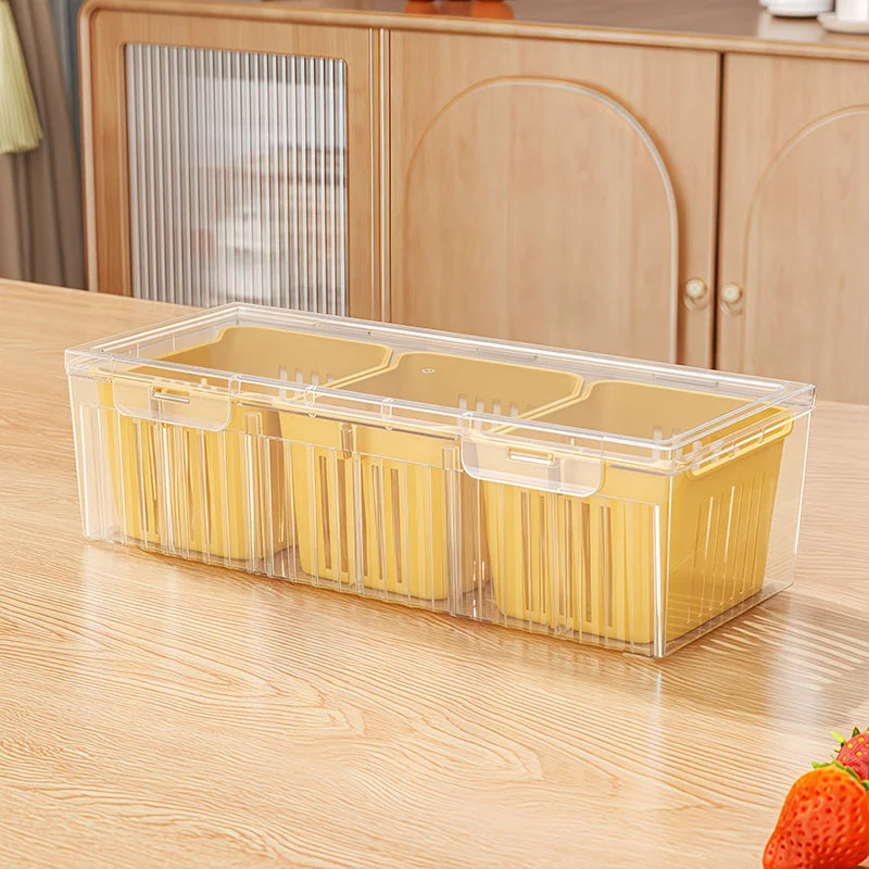 3-Grid Fridge Food Storage Container With Lid