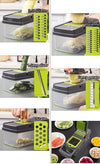 Vegetable chopper with interchangeable blades and container