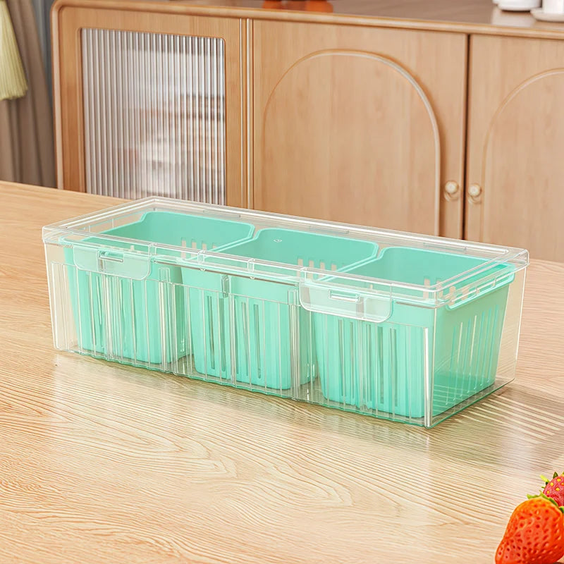 3-Grid Fridge Food Storage Container With Lid