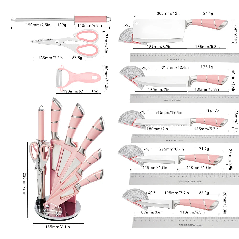 9PCS Stainless Steel Kitchen Knife Set