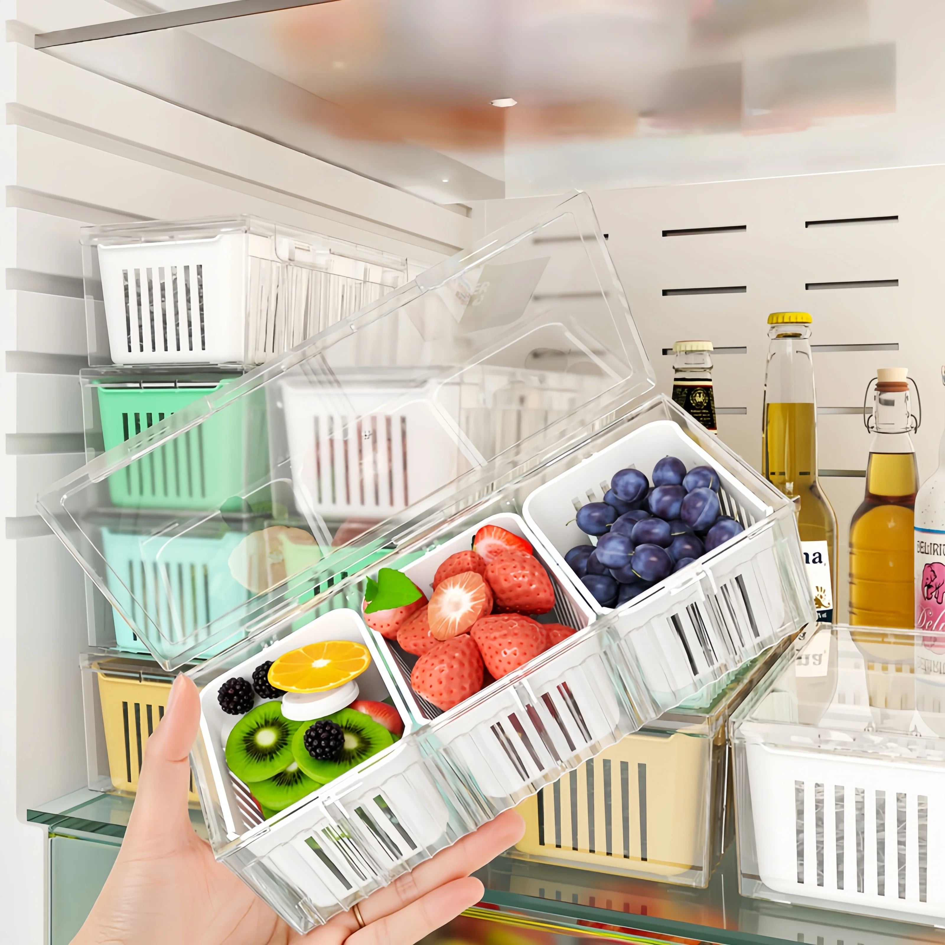3-Grid Fridge Food Storage Container With Lid