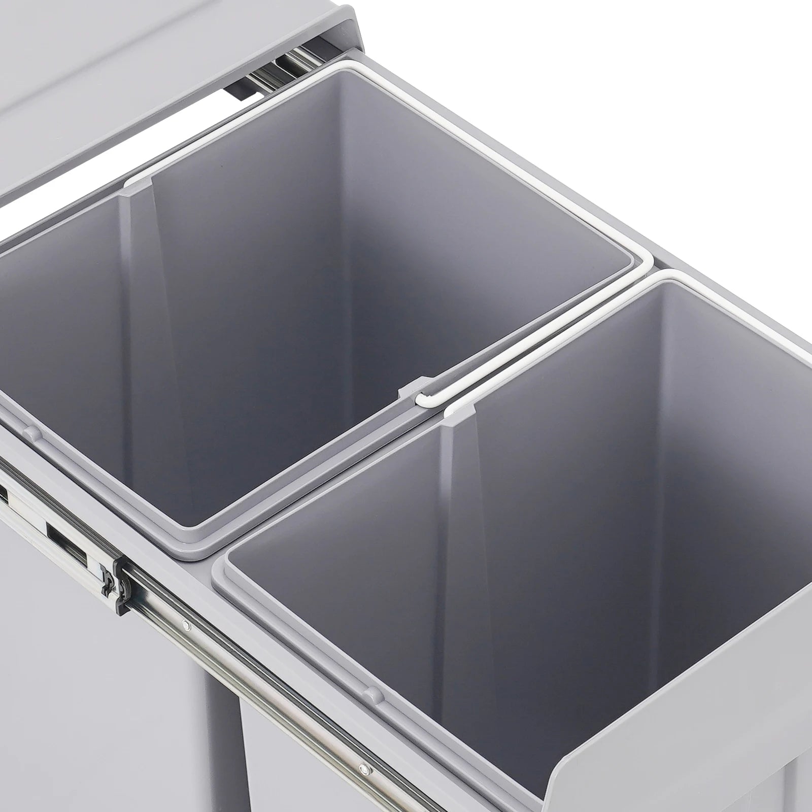 20L Each Dual Pull-Out Trash Can Easy Install Under Cabinet Kitchen Waste Bin with 2 Bins Slide out Recycling Garbage Can