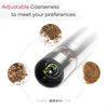 Adjustable electric salt and pepper mill, stainless steel