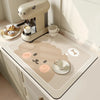 Absorbent countertop drain mat for dishes and cups