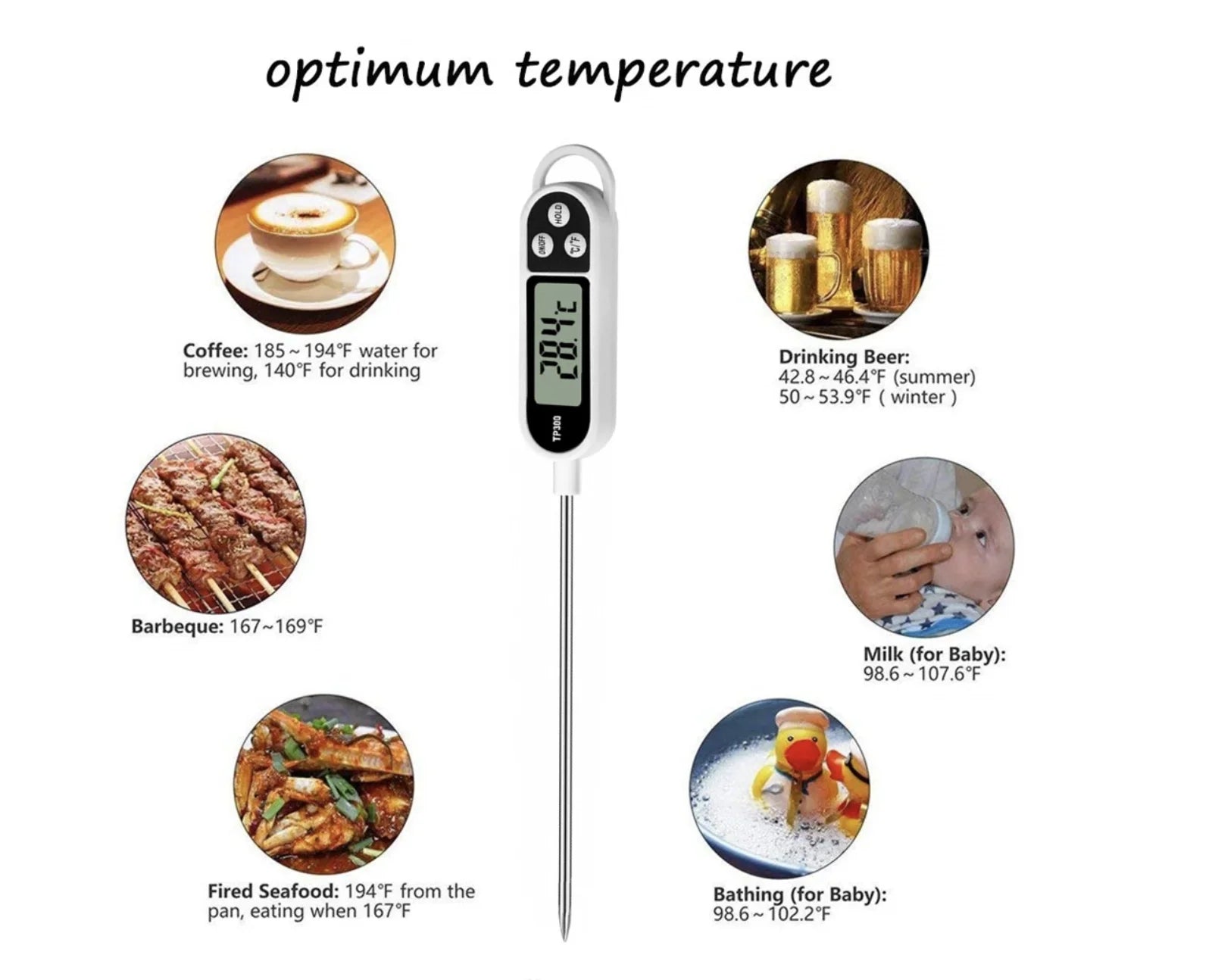 Stainless Steel Probe Type Household Food Thermometer Pen Type Milk Temperature Cooking Food Thermometer