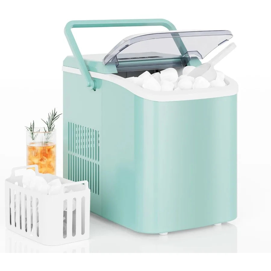 Portable Countertop Ice Maker with Handle 26lbs/24H 9 Bullet Cubes Ready in 6 Mins Self-Cleaning Quiet Compact for Home Kitchen