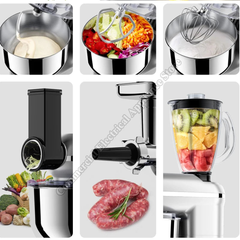 Mixer Machine Dough Kneading Five-in-one 5.5L Stand Mixer Shredded Slices Minced Meat Enema Egg Liquid Minced Meat