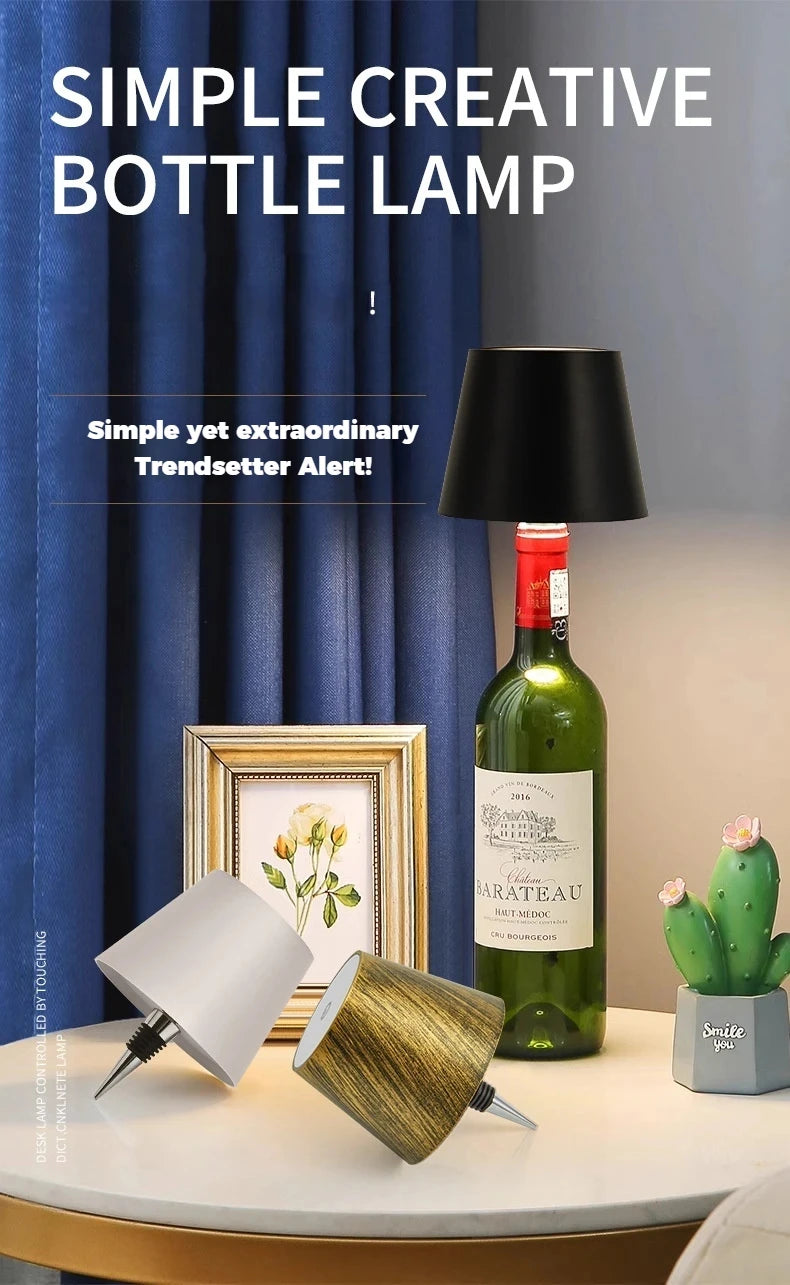 Wine Bottle LED Table Lamp USB Rechargeable Night Light