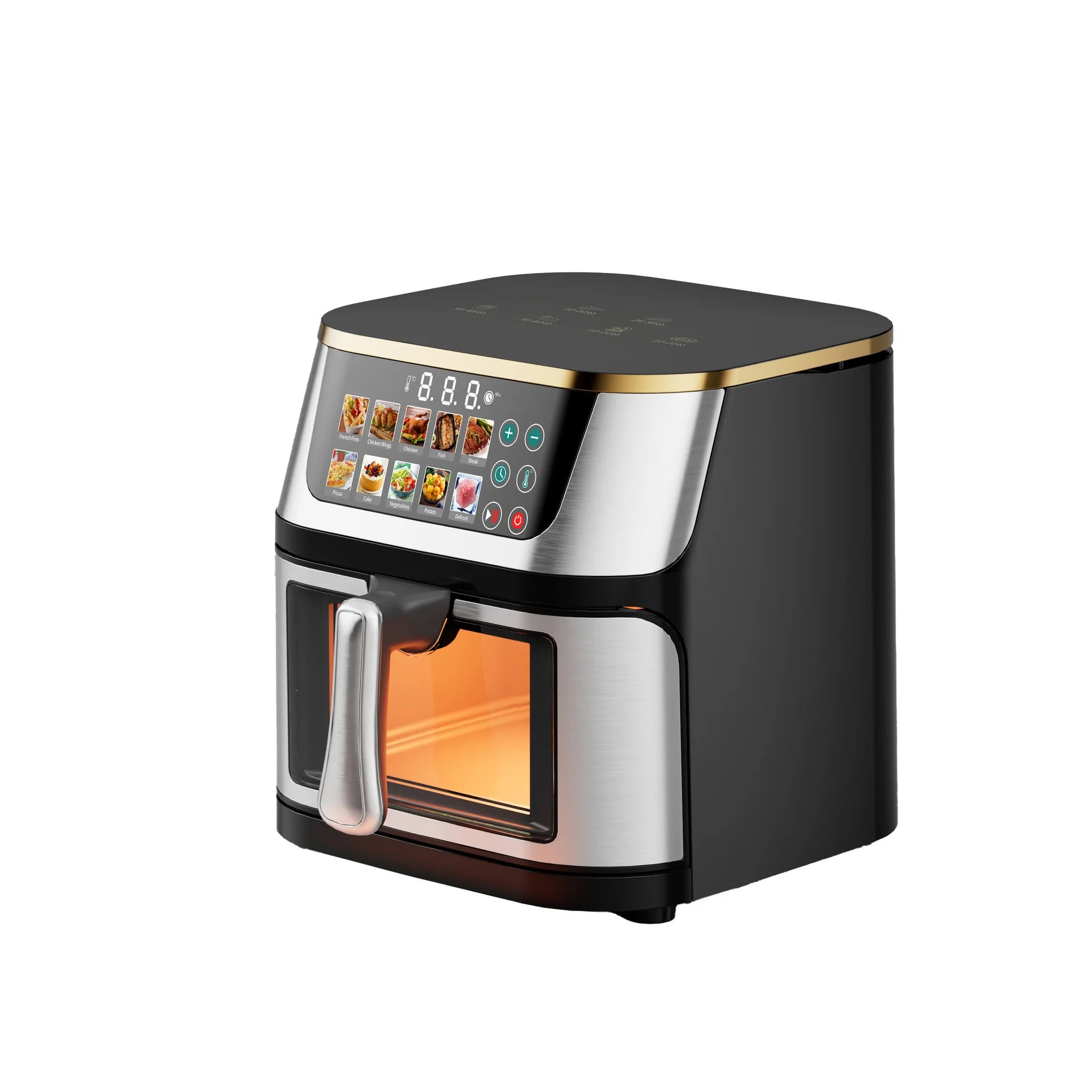 Heavy-Duty 10L Square Air Deep Fryer with Grill Function for Household Use Visual Window Automatic Healthy Oil-free Heating