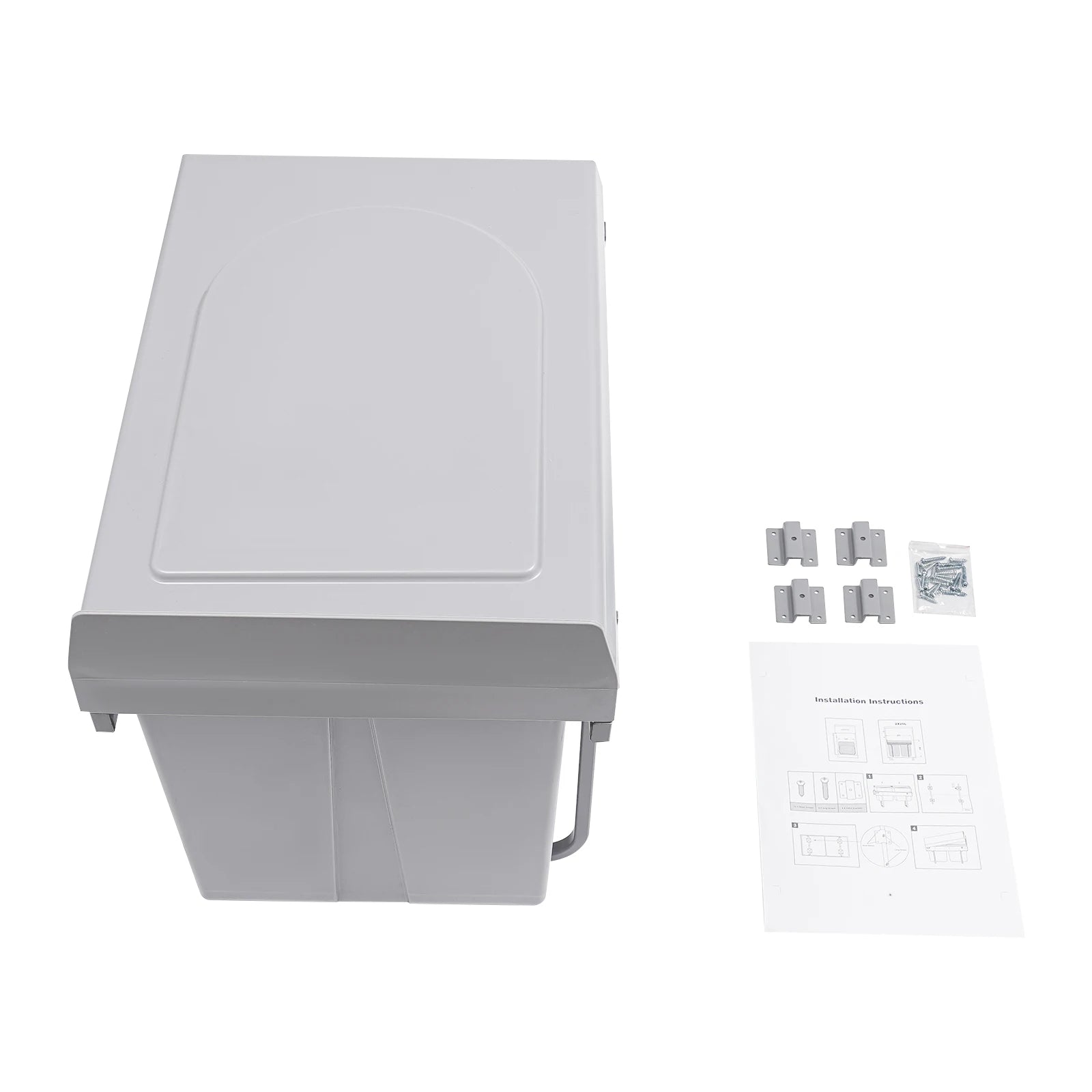 20L Each Dual Pull-Out Trash Can Easy Install Under Cabinet Kitchen Waste Bin with 2 Bins Slide out Recycling Garbage Can