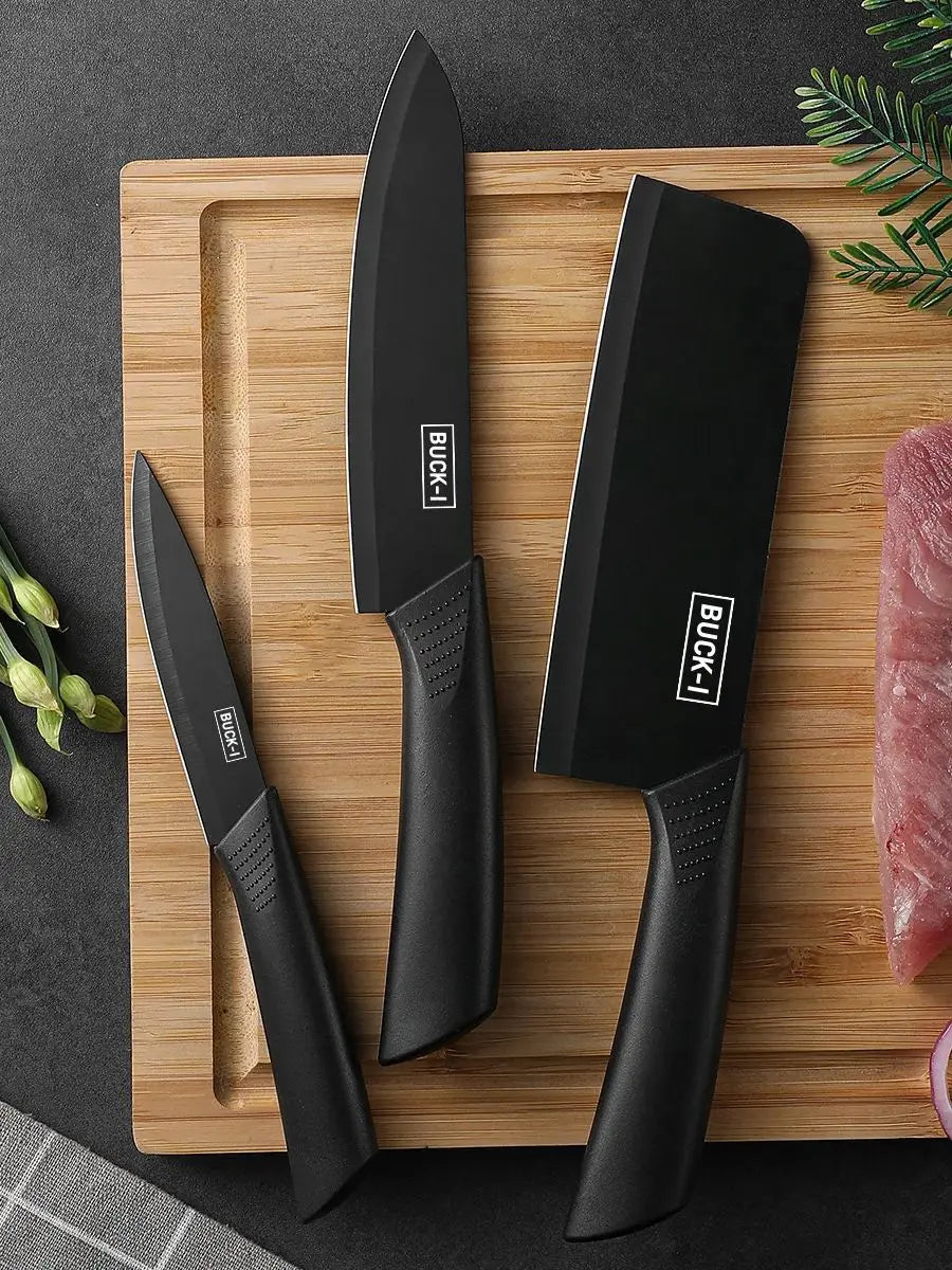 Black Stainless Steel Kitchen Knife Set Gift Pack